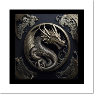 Silver dragon Posters and Art